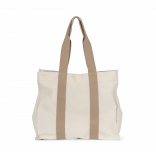 Grand sac shopping à soufflet recyclé KI5201 - Ecume / Hemp personnalisable - Vue de face