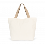 Grand sac shopping recyclé à fond plat KI5204 - Ecume / Hemp personnalisable - Vue de face