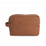 Trousse de toilette en coton biologique KI6303 - Washed Caramel Coffee personnalisable - Vue de face