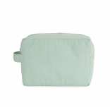 Trousse de toilette en coton biologique KI6303 - Washed Misty Green personnalisable - Vue de face