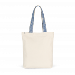 Sac shopping recyclé KINS117 - Ecume / Ethnic Blue personnalisable - Vue de face