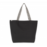 Grand sac shopping recyclé KINS118 - Black Night / Ethnic Black personnalisable - Vue de face