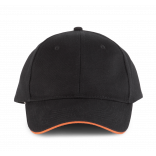 Orlando - casquette 6 panneaux KP011 - Black / Orange personnalisable - Vue de face