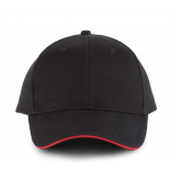 Orlando - casquette 6 panneaux KP011 - Black / Red personnalisable - Vue de face