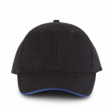 Orlando - casquette 6 panneaux KP011 - Black / Royal Blue personnalisable - Vue de face