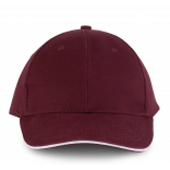 Orlando - casquette 6 panneaux KP011 - Burgundy / White personnalisable - Vue de face