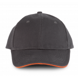 Orlando - casquette 6 panneaux KP011 - Dark Grey / Orange personnalisable - Vue de face