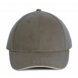 Orlando - casquette 6 panneaux KP011 - Olive / Beige personnalisable - Vue de face