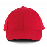 Orlando - casquette 6 panneaux KP011 - Red / Black personnalisable - Vue de face