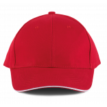 Orlando - casquette 6 panneaux KP011 - Red / White personnalisable - Vue de face
