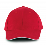 Orlando - casquette 6 panneaux KP011 - Red / White / Green personnalisable - Vue de face