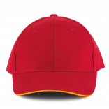 Orlando - casquette 6 panneaux KP011 - Red / Yellow personnalisable - Vue de face