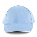 Orlando - casquette 6 panneaux KP011 - Sky Blue / White personnalisable - Vue de face