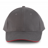 Orlando - casquette 6 panneaux KP011 - Slate Grey / Red personnalisable - Vue de face