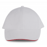 Orlando - casquette 6 panneaux KP011 - White / Red personnalisable - Vue de face