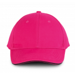 Orlando - casquette 6 panneaux KP011 - Fuchsia / Black personnalisable - Vue de face