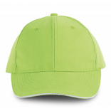 Orlando - casquette 6 panneaux KP011 - Lime / White personnalisable - Vue de face