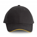 Orlando - casquette 6 panneaux KP011 - Dark Grey / Yellow personnalisable - Vue de face