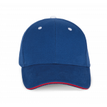 Orlando - casquette 6 panneaux KP011 - Royal Blue / Red / White personnalisable - Vue de face