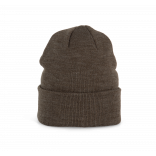 Bonnet tricoté KP031 - Dark Khaki Heather personnalisable - Vue de face
