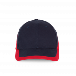 Racing - Casquette bicolore 6 panneaux KP045 - Navy / Red personnalisable - Vue de face