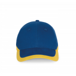 Racing - Casquette bicolore 6 panneaux KP045 - Royal Blue / Yellow personnalisable - Vue de face