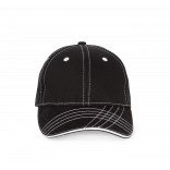 Casquette fashion - 6 panneaux KP109 - Black / White personnalisable - Vue de face