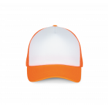 Casquette trucker - 5 panneaux KP111 - White / Fluorescent Orange personnalisable - Vue de face
