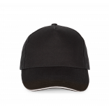 Casquette avec sandwich contrasté - 5 panneaux KP124 - Black / White personnalisable - Vue de face