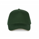 Casquette avec sandwich contrasté - 5 panneaux KP124 - Forest Green / Beige personnalisable - Vue de face