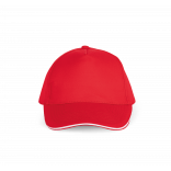 Casquette avec sandwich contrasté - 5 panneaux KP124 - Red / White personnalisable - Vue de face