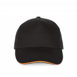 Casquette avec sandwich contrasté - 5 panneaux KP124 - Black / Orange personnalisable - Vue de face