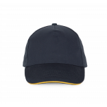 Casquette avec sandwich contrasté - 5 panneaux KP124 - Navy / Yellow personnalisable - Vue de face