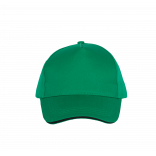 Casquette sandwich contrasté - 5 panneaux KP130 - Kelly Green / Black personnalisable - Vue de face