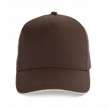 Casquette sandwich contrasté - 5 panneaux KP130 - Chocolate / Beige personnalisable - Vue de face