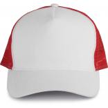 Casquette trucker - 5 panneaux KP137 - White / Red personnalisable - Vue de face