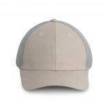 Casquette Urban Trucker - 6 panneaux KP142 - Sand Heather / Light Grey personnalisable - Vue de face