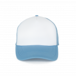 Casquette trucker enfant - 5 panneaux KP143 - White / Dark Sky Blue personnalisable - Vue de face