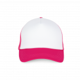 Casquette trucker enfant - 5 panneaux KP143 - White / Fuchsia personnalisable - Vue de face