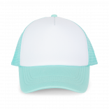 Casquette trucker enfant - 5 panneaux KP143 - White / Pastel Cyan personnalisable - Vue de face