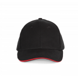 Casquette avec sandwich contrasté - 6 panneaux KP153 - Black / Red personnalisable - Vue de face