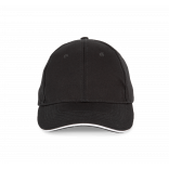 Casquette avec sandwich contrasté - 6 panneaux KP153 - Black / White personnalisable - Vue de face