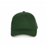 Casquette avec sandwich contrasté - 6 panneaux KP153 - Forest Green / Beige personnalisable - Vue de face