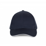 Casquette avec sandwich contrasté - 6 panneaux KP153 - Navy / White personnalisable - Vue de face