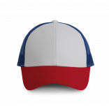 Casquette Trucker - 6 panneaux KP158 - White / Red / Royal Blue personnalisable - Vue de face