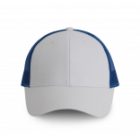 Casquette Trucker - 6 panneaux KP158 - White / Royal Blue personnalisable - Vue de face