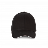 Casquette sandwich contrasté - 6 panneaux KP185 - Black / White personnalisable - Vue de face