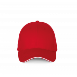 Casquette sandwich contrasté - 6 panneaux KP185 - Red / White personnalisable - Vue de face