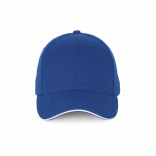 Casquette sandwich contrasté - 6 panneaux KP185 - Royal Blue / White personnalisable - Vue de face
