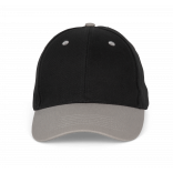 Casquette - 6 panneaux KP188 - Black / Light Grey personnalisable - Vue de face